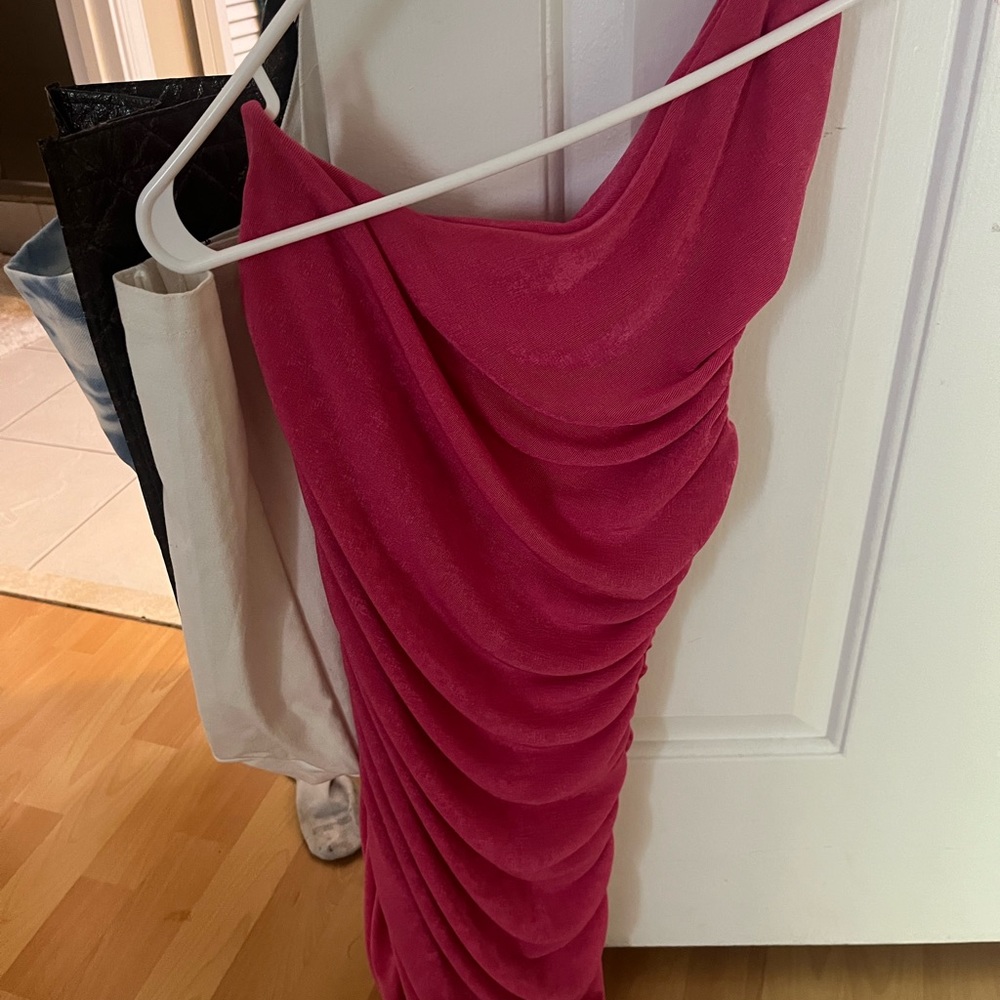 Pink ruffle off the shoulder dress AMAZON